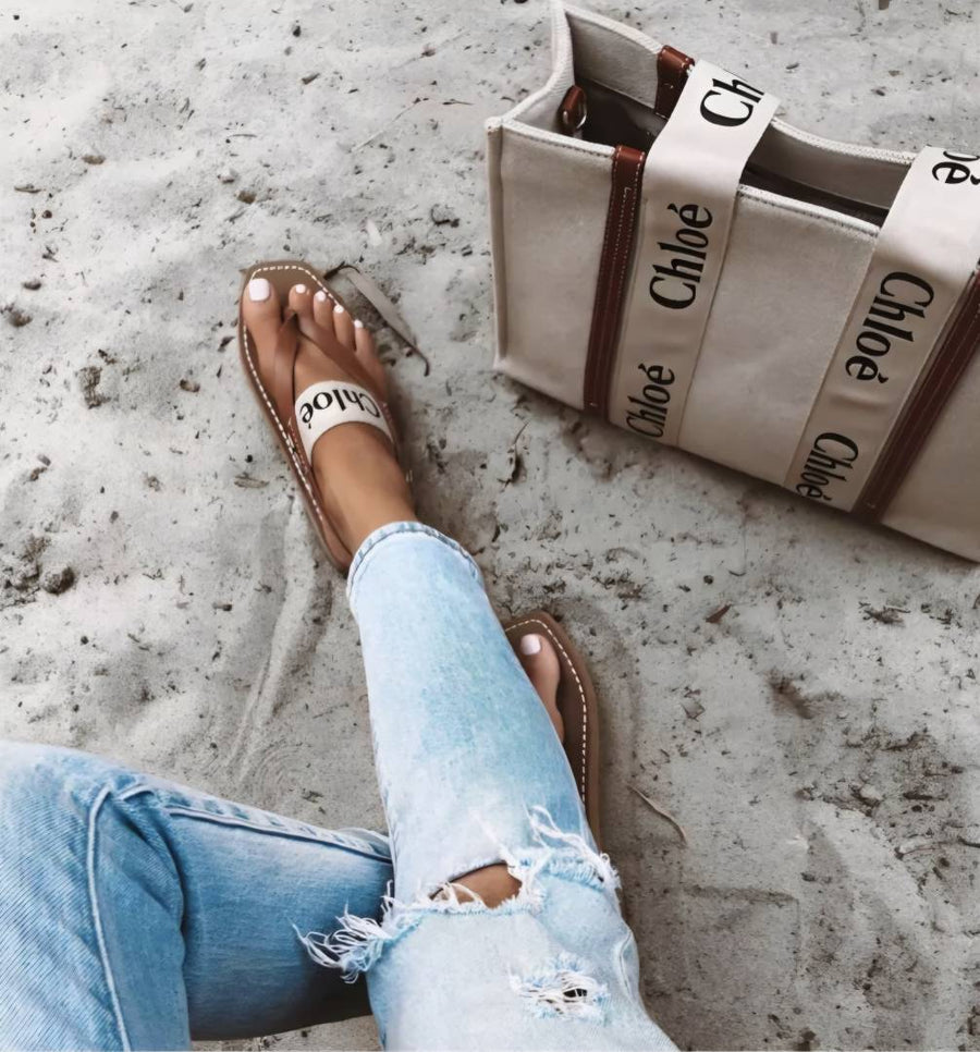 Chloe Woody Thong Sandal With Original Box & Dust Cover