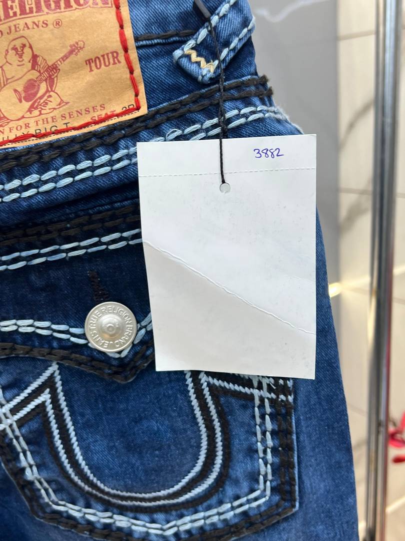 True Religio n Blue Shade Boot cut Premium Imported Stretchable lycra fabric Denim with back flap pocket Design Denim 3882