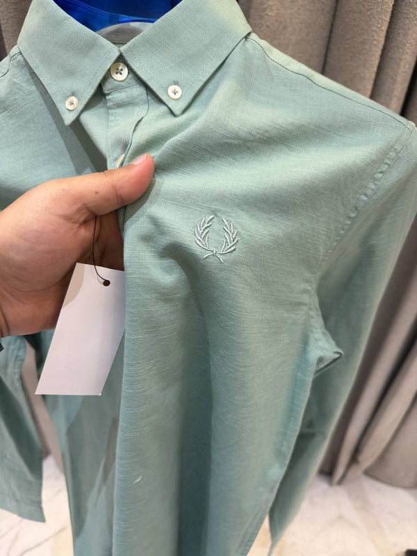 Fred Perry Green Premium Linen Shirt