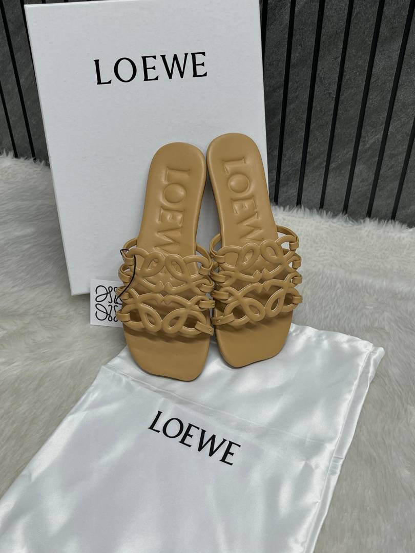Loewe Beige Petal Anagram Slides For Women With Original Box And Dust Cover