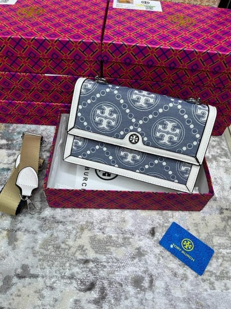 Tori Burch_T Monogram Shoulder Bag With Adjustable Strap With OG Box & Dust Bag (White - 618)