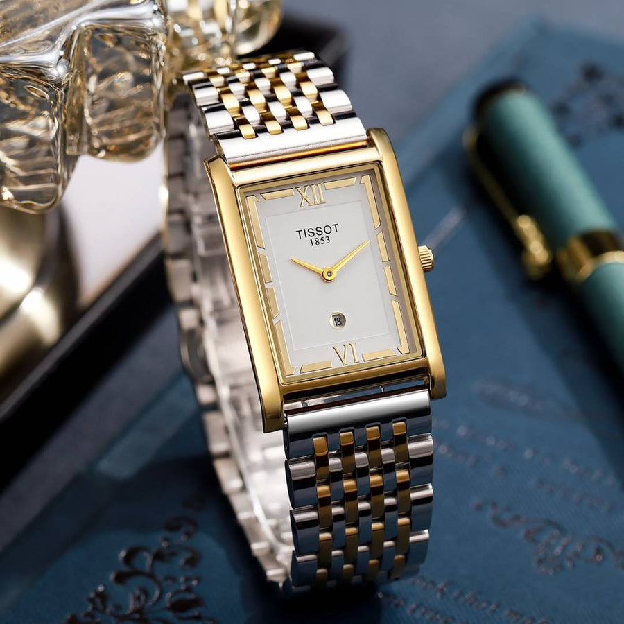 Tissot 1853 T-Classic Heritage Rectangular Style 2Ton-Gold-White