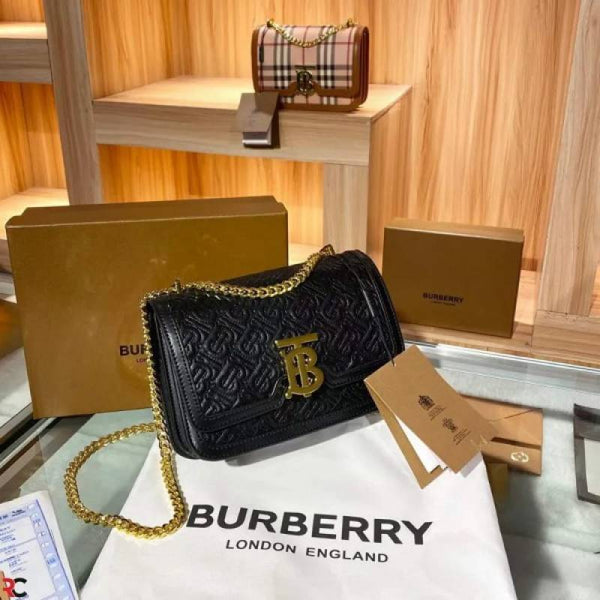 Burbberry TB Monogram Shoulder Bag With OG Box & Dust Bag (Black - 346)