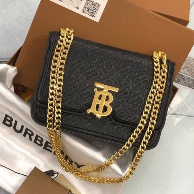 Burbberry TB Monogram Shoulder Bag With OG Box & Dust Bag (Black - 346)