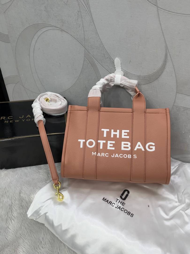 Marc Jacob Pink The Tote Bag Leather Medium Size With Original Box Dust Cover & Long Belt