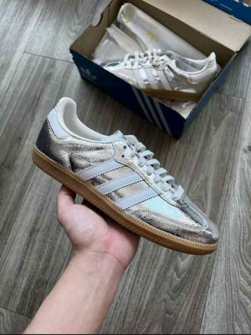 Adidas Samba OG Silver Metallic Cracked Leather
