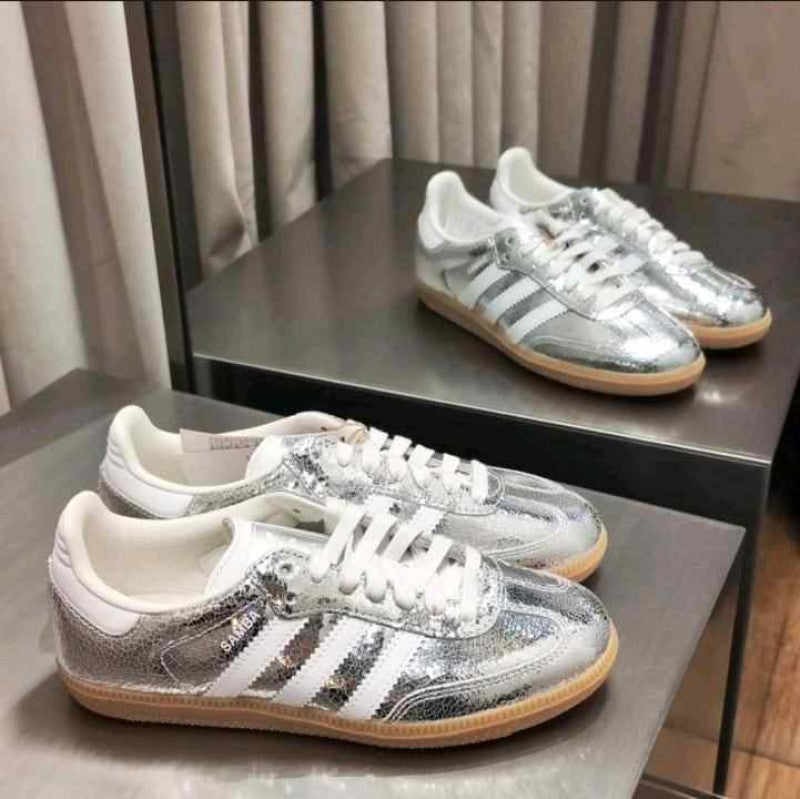Adidas Samba OG Silver Metallic Cracked Leather
