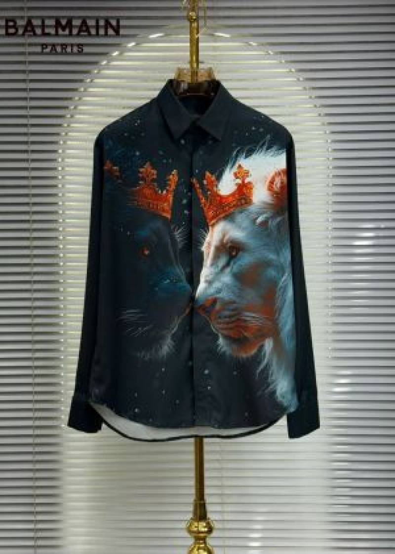 Balmain Imported Printed Premium Shirt Blackk