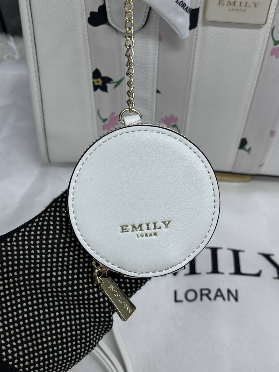 Emily Loran White Medium Satchel Bag Highend Leather Handbag With Dust Cover Packaging