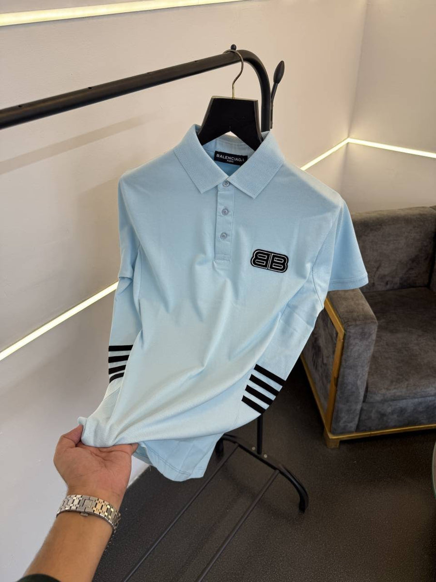 Balenciaga a luxurious imported polo tshirt sky blue sale