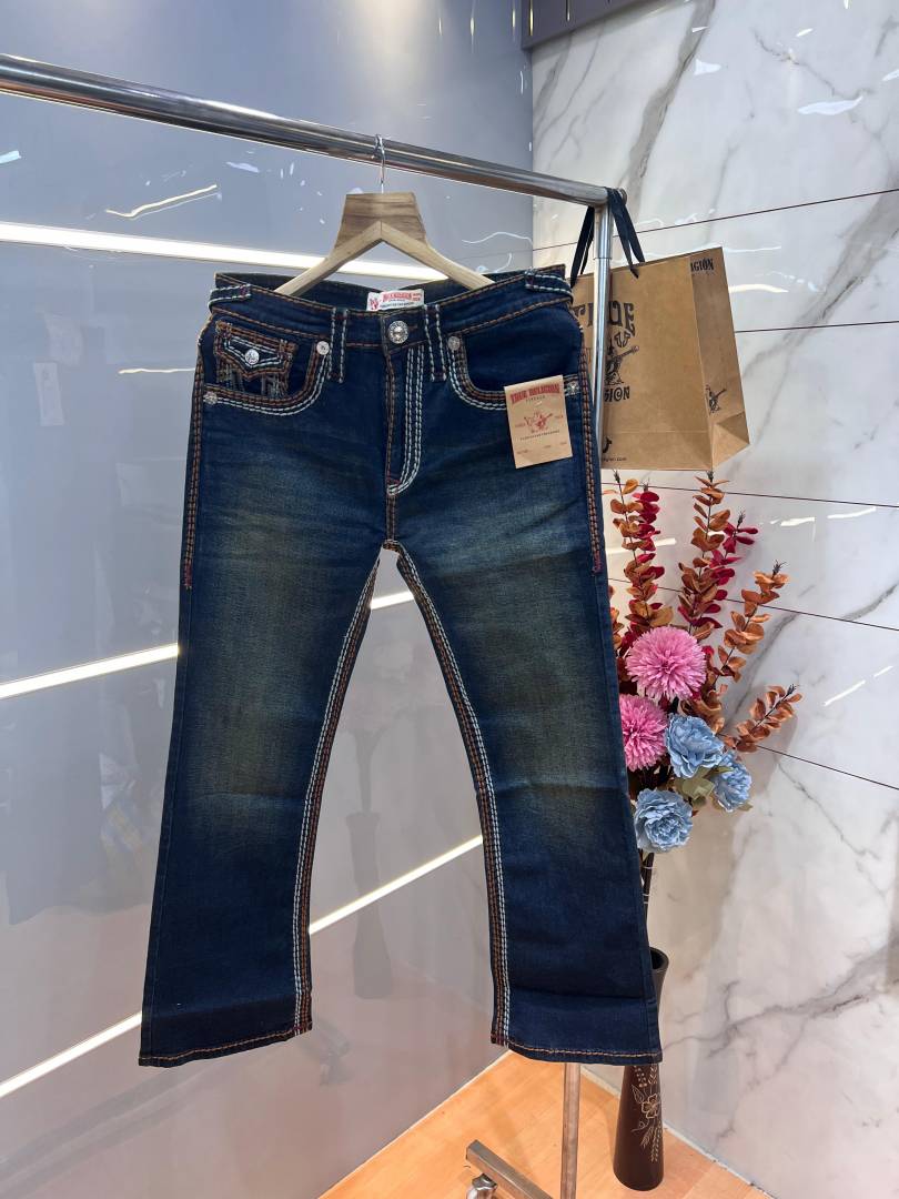 True Religio n Green Shade Premium Imported Stretchable Lycra Fabric Boot Cut Denim with Back Flap pocket Design 3241