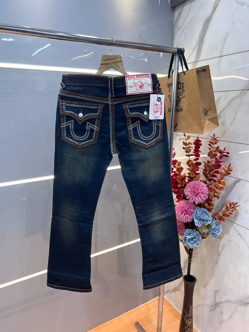 True Religio n Green Shade Premium Imported Stretchable Lycra Fabric Boot Cut Denim with Back Flap pocket Design 3241