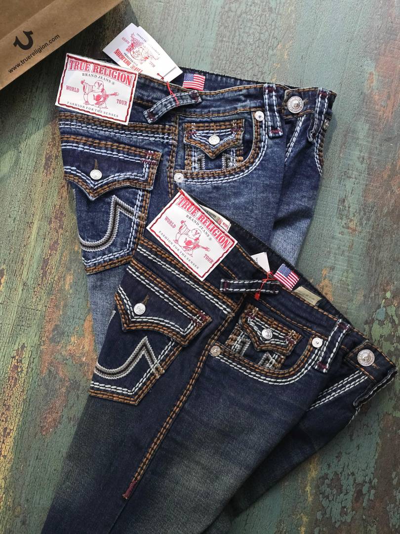 True Religio n Green Shade Premium Imported Stretchable Lycra Fabric Boot Cut Denim with Back Flap pocket Design 3241