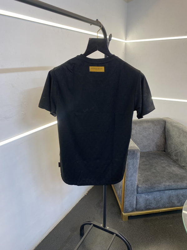 Louis Vuitton laser cut monogram round neck tshirt black sale