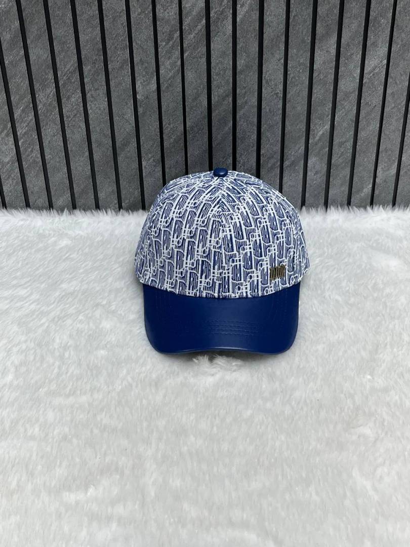 Dior_All_Blue_Monogram_Premium_Small_Side_Logo_Leather_Unisex_Cap_With_Safety_Box