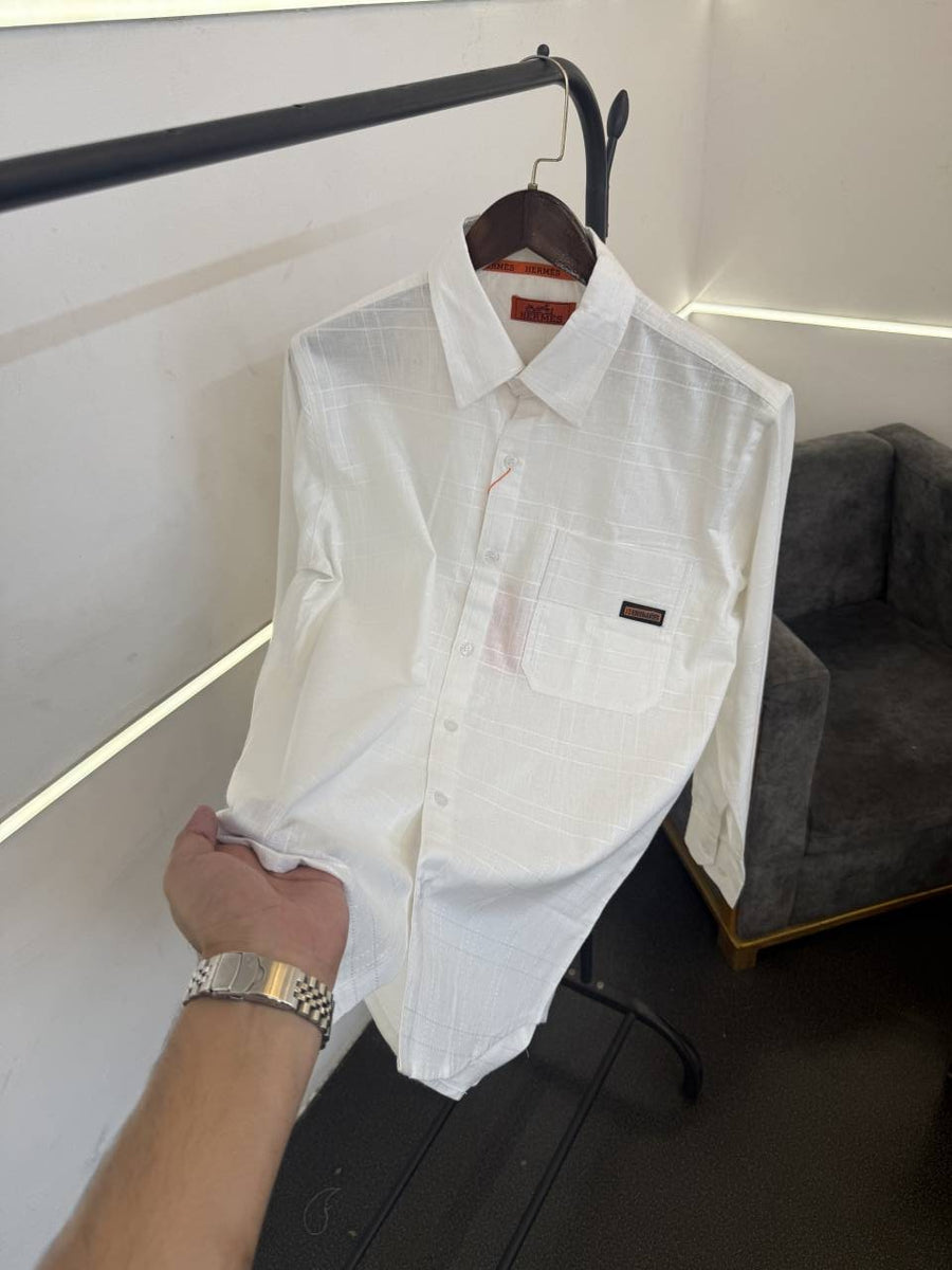 Heermes linen cotton imported shirt white