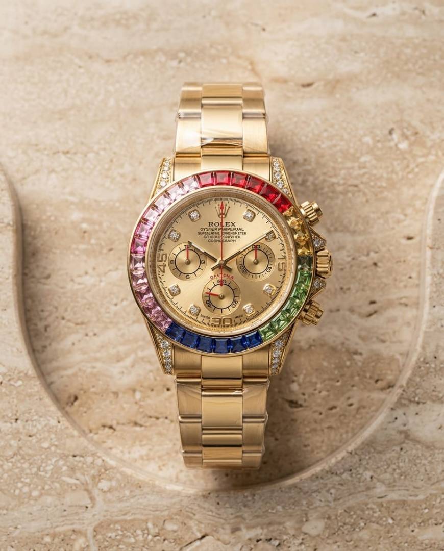 Rolex Oyster Perpetual Rainbow Gold-Red Niddle