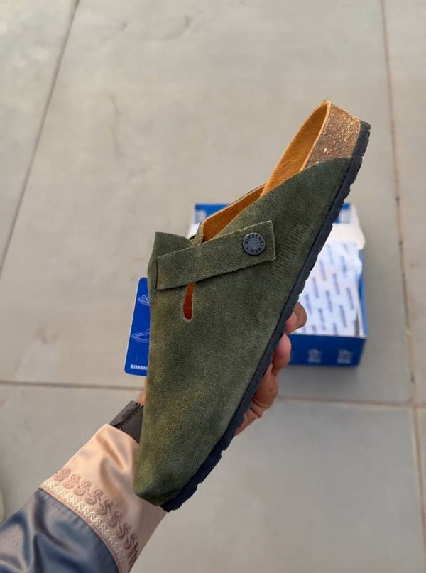 Birkenstoc.k x Stussy Boston Suede Olive Green