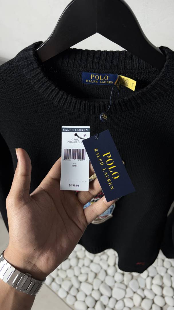 Ralph Lauren Polo Bear Heavy Knit Sweater Black 1082