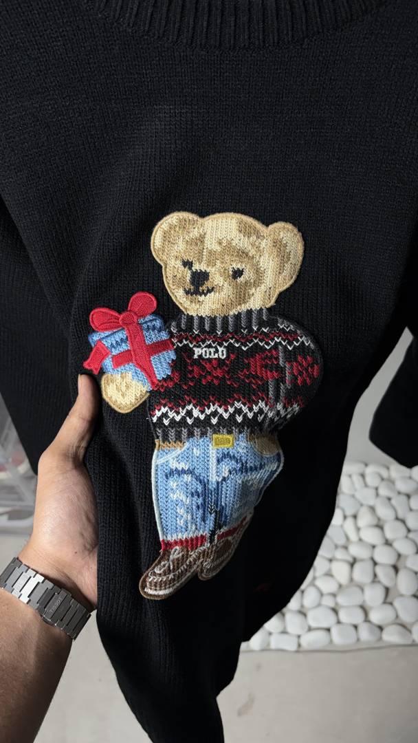 Ralph Lauren Polo Bear Heavy Knit Sweater Black 1082