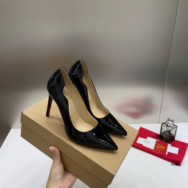 Christian Loubouttinn Miss Iriza 10 Black Z Heels Patent With OG Box & Dust Cover NW53