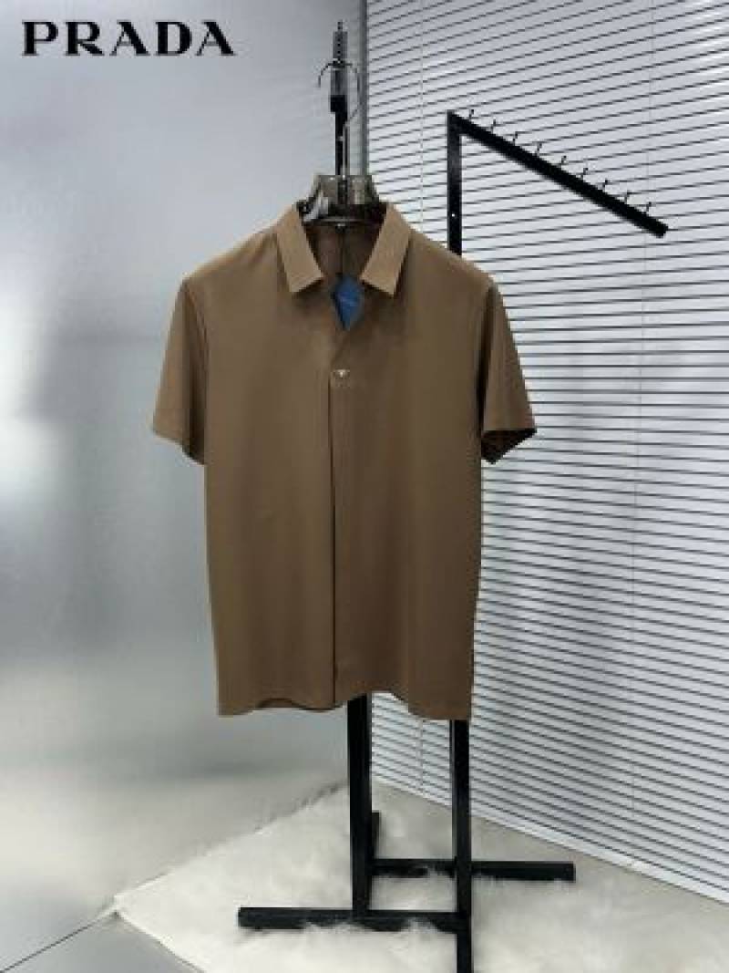 Prada Imported Stich Less Half Sleeves Shirt Brown