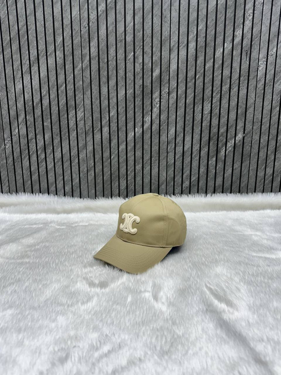 Celine_Triomphe_Camel_White_Front_Logo_Premium_Unisex_Cap