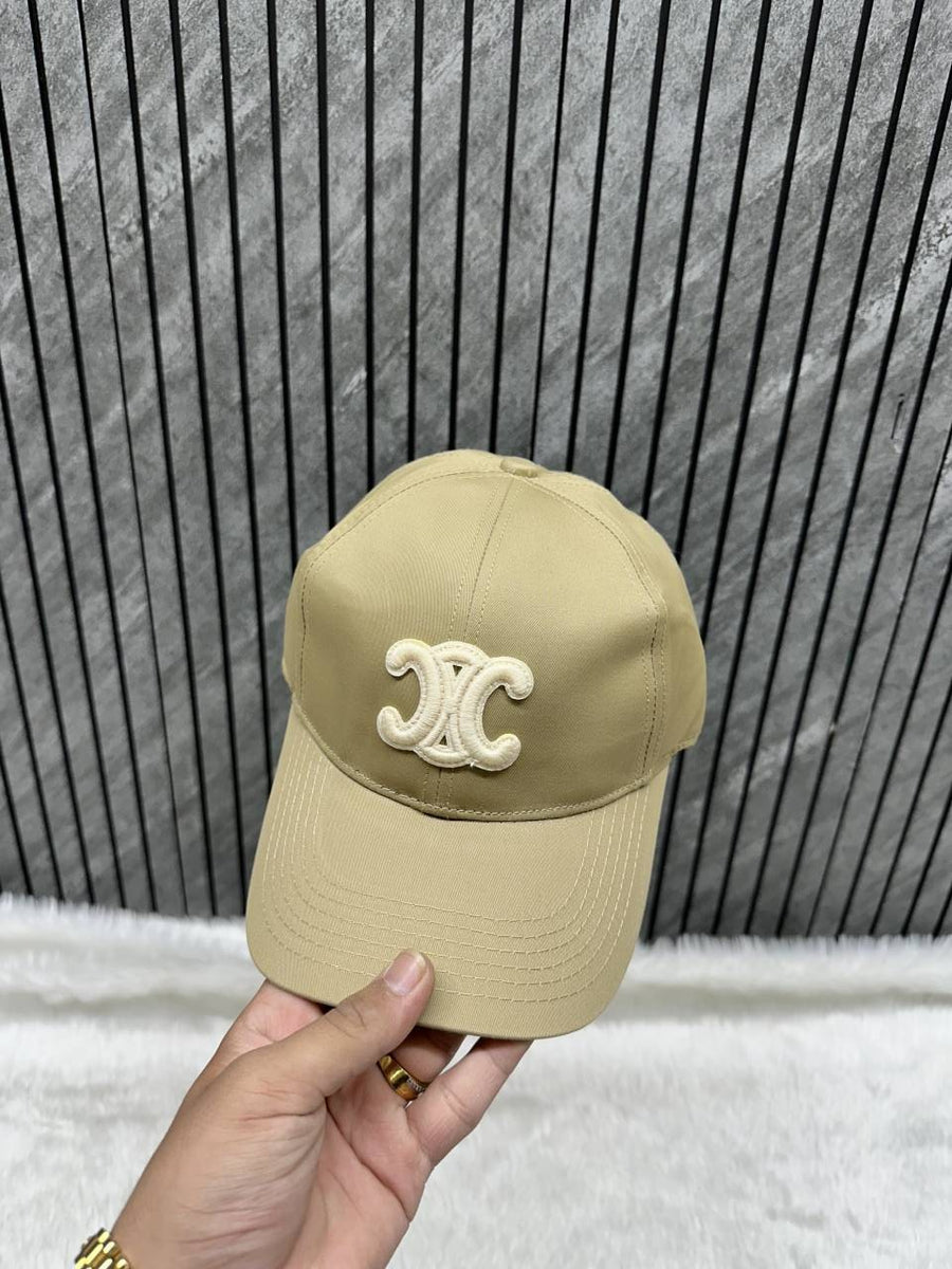 Celine_Triomphe_Camel_White_Front_Logo_Premium_Unisex_Cap