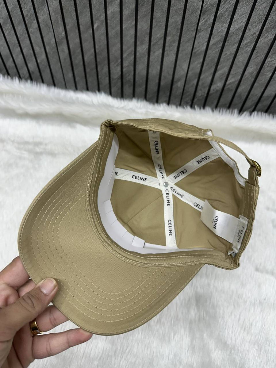 Celine_Triomphe_Camel_White_Front_Logo_Premium_Unisex_Cap