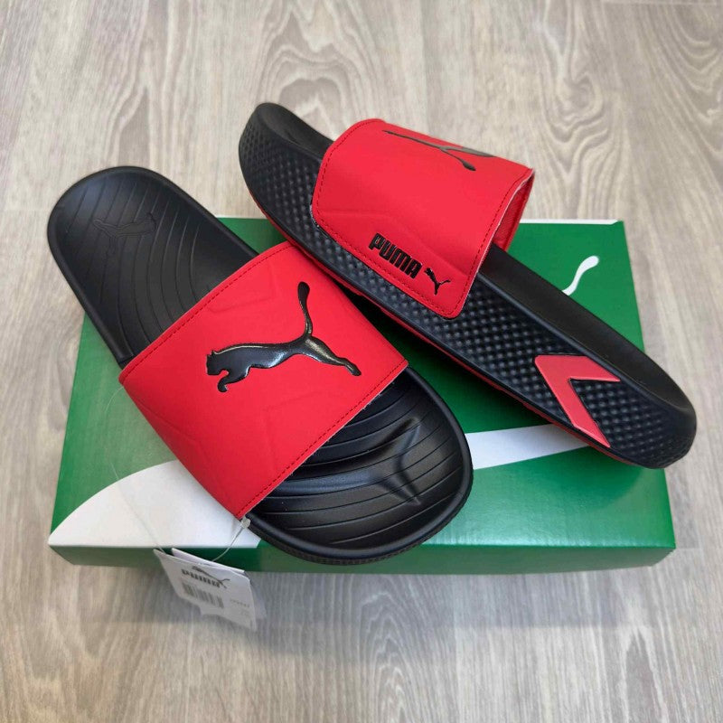 Puma SoftridePro Leadpuff Red Black Slides