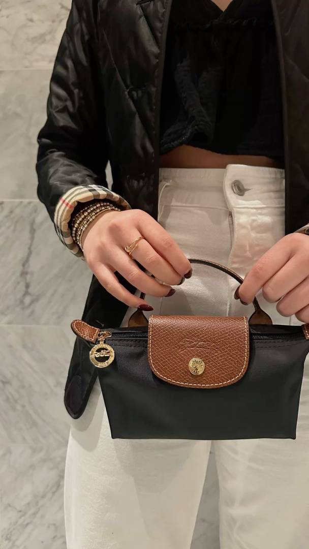 Longchamp Black LePilage Mini Crossbody Bag With ZipLock Bag & Crossbody Belt