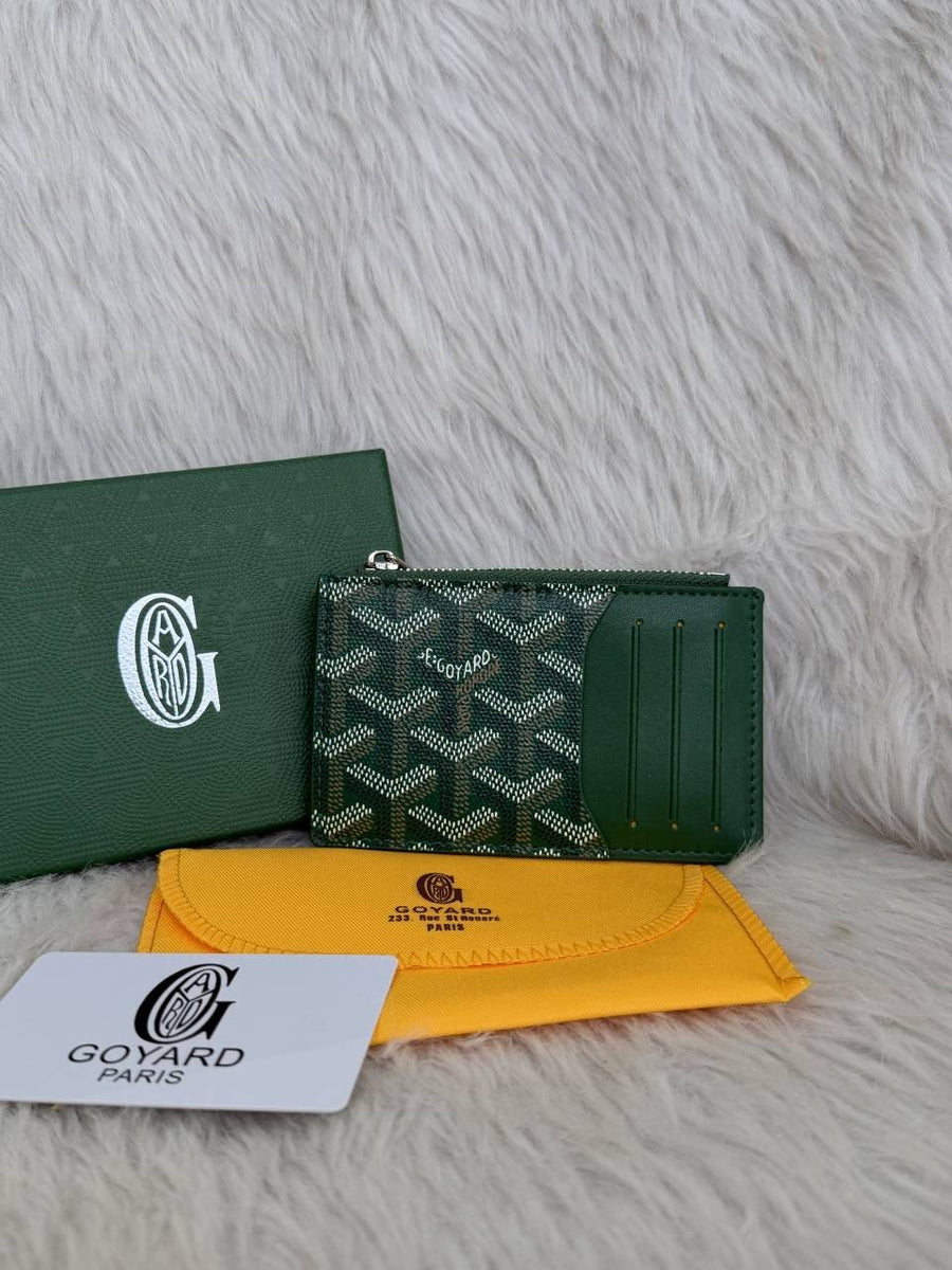 Goyarrd GO-2 Green Bourbon Zip Card Case Wallet With Original Box & DustCover