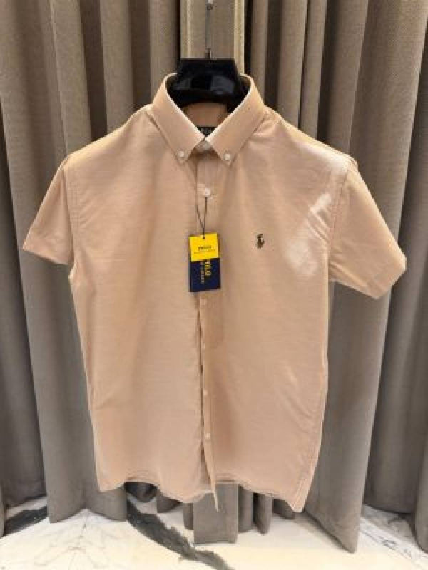 Ralph Lauren Chest Logo Half Sleeves Shirt Coffee
