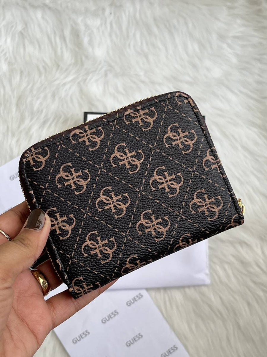 Guess 03 Coffee Mini Zippy Wallet With Original Box - Dust Cover - Card Premium Packing