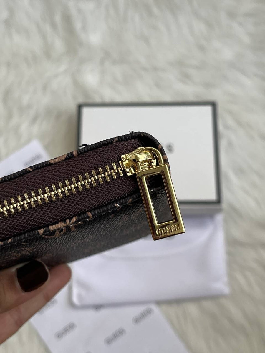 Guess 03 Coffee Mini Zippy Wallet With Original Box - Dust Cover - Card Premium Packing