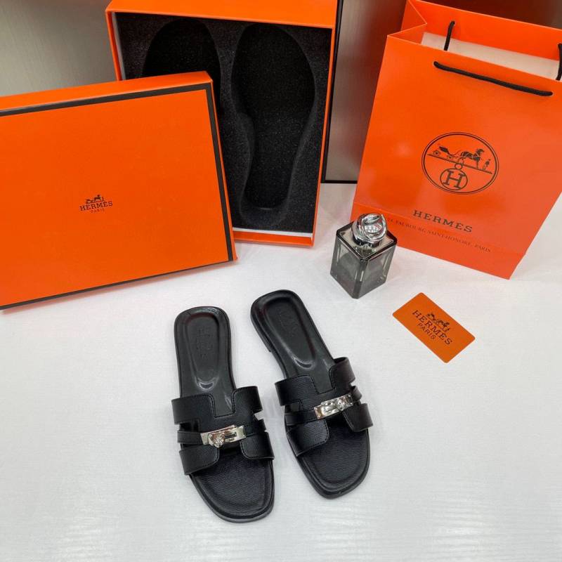 Hermes_Oran_Black_Flats_For_Women_With_Original_Box_And_Carry_Bag