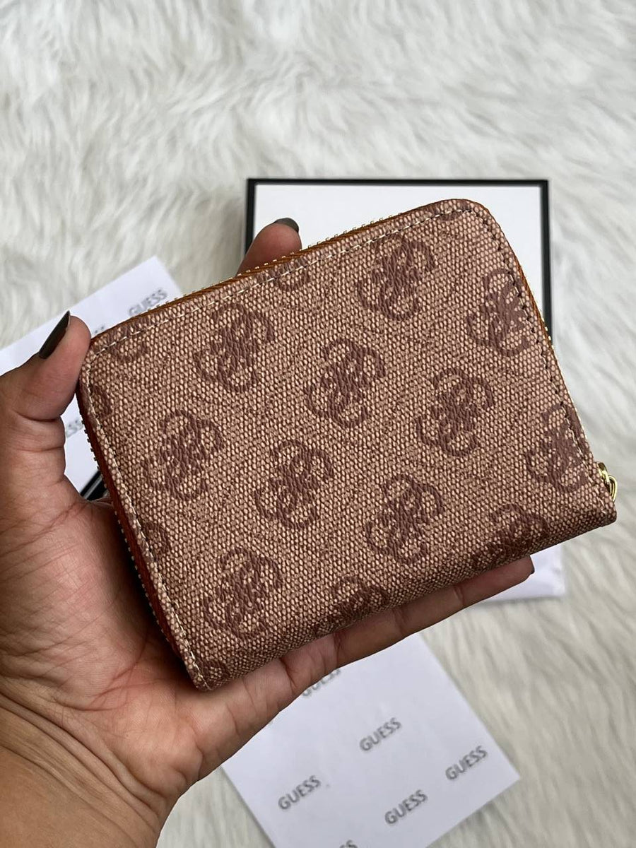 Guess 03 Light Apricot Mini Zippy Wallet With Original Box - Dust Cover - Card Premium Packing