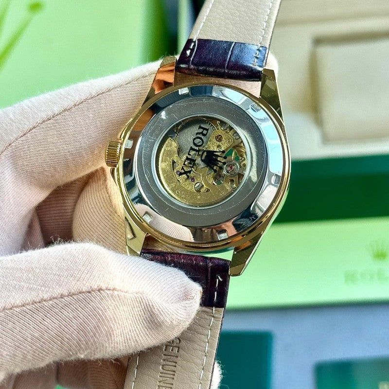 Rolex_Automatic_leather_BrownGold