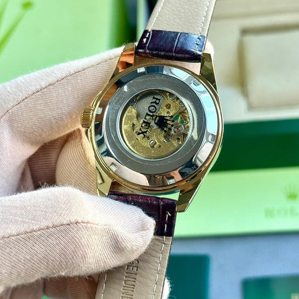 Rolex_Automatic_leather_BrownGold