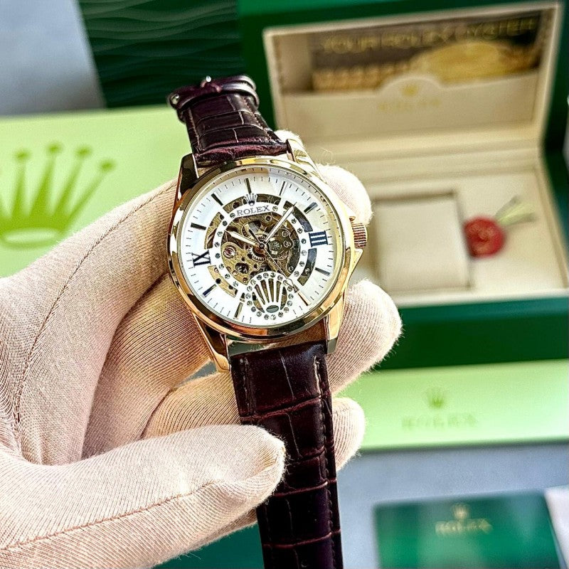 Rolex_Automatic_leather_BrownGold