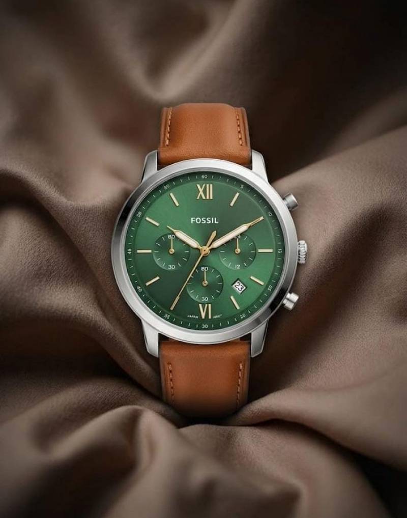Fossil Neutro Chronograph LightBrown Silver Green