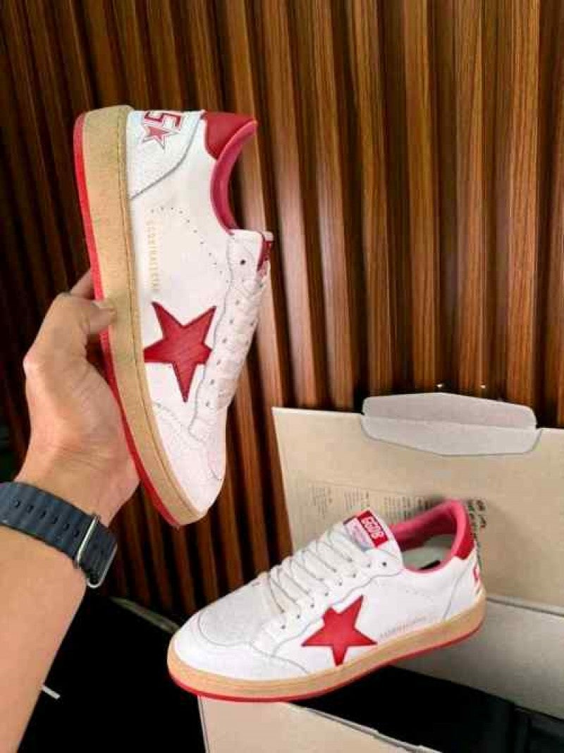 Golden Goose Ball-Star Low White Red 487