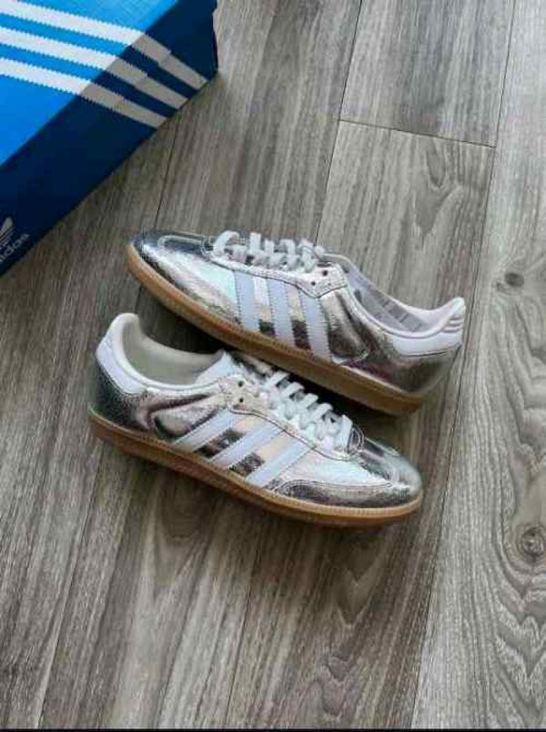 Adidas Samba OG Silver Metallic Cracked Leather