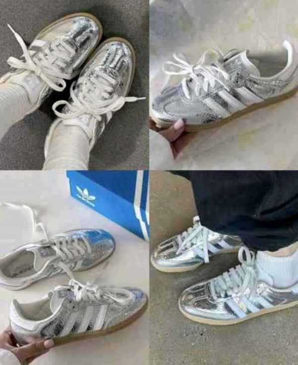 Adidas Samba OG Silver Metallic Cracked Leather