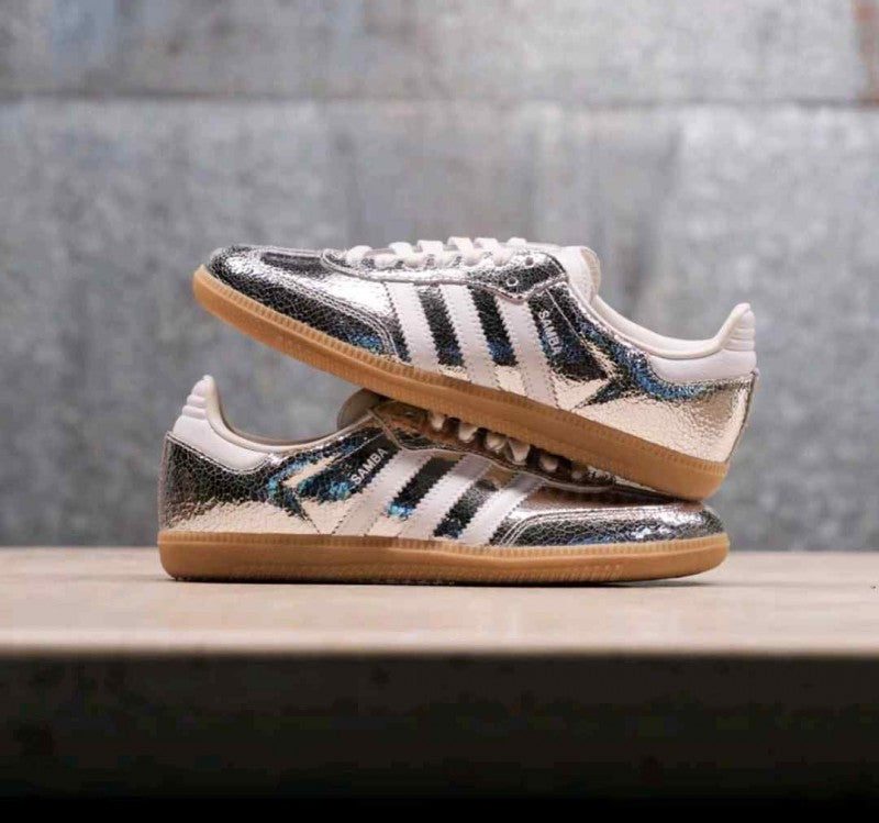 Adidas Samba OG Silver Metallic Cracked Leather