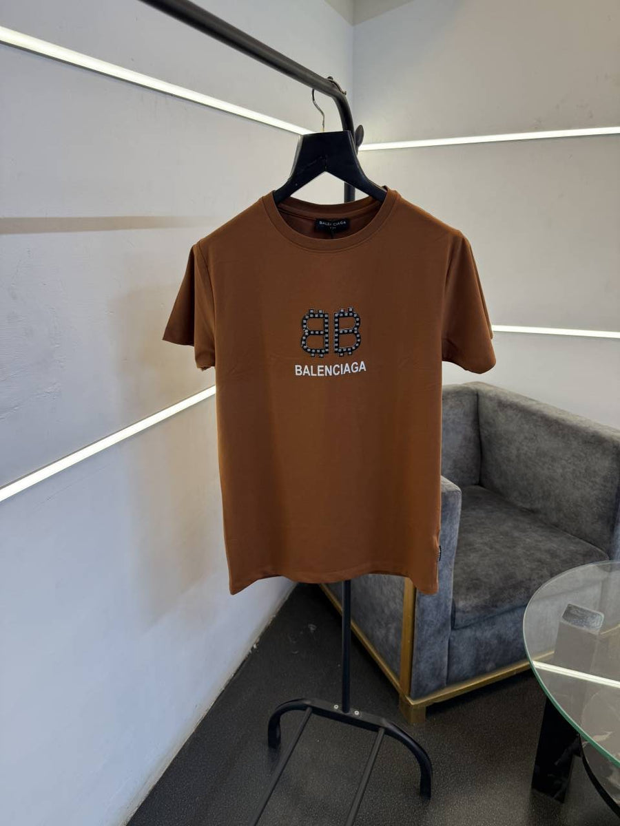 Balenciaga a rust front and back print turkish imported round neck tshirt sale