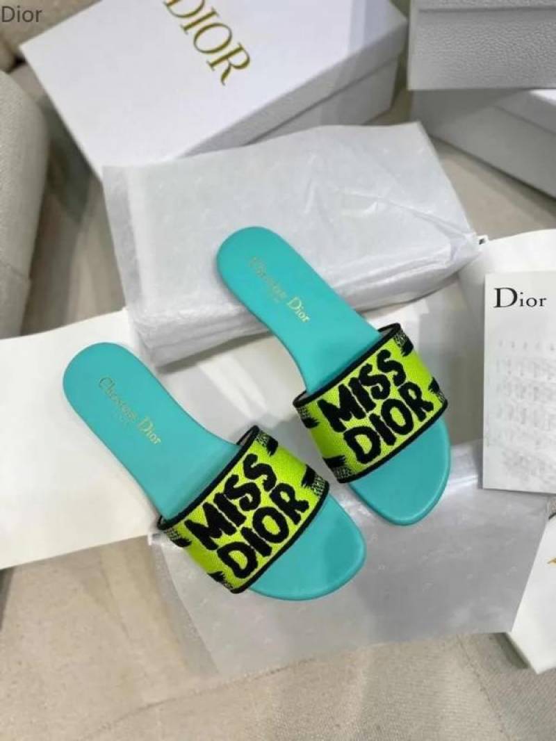 Miss Dioor Premium Dway Slide With OG Box & Carry Bag (Yellow Green - 1062)