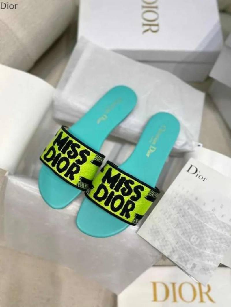 Miss Dioor Premium Dway Slide With OG Box & Carry Bag (Yellow Green - 1062)