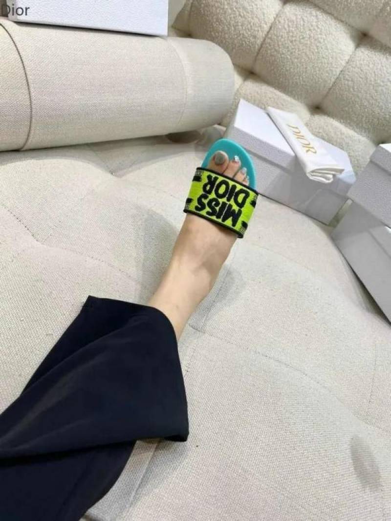 Miss Dioor Premium Dway Slide With OG Box & Carry Bag (Yellow Green - 1062)