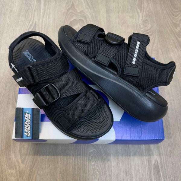 Skechers Go Recover Adjustable Straps All Black Sports Sandal